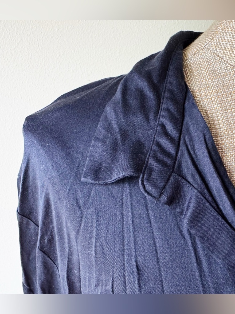 Hanro Navy Blue Modal / Silk Button Down Sleep Shirt - Picture 6 of 13